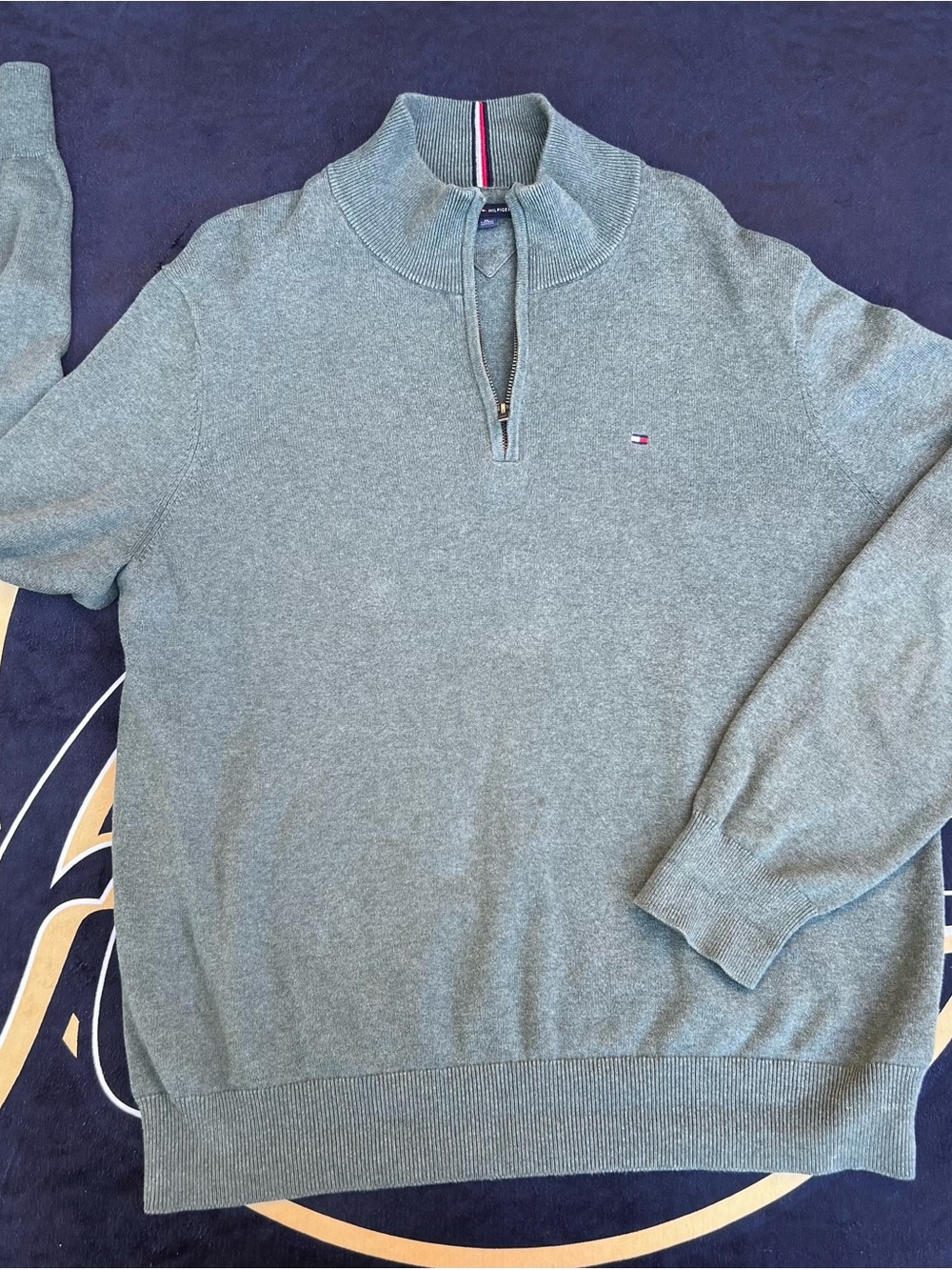 Tommy Hilfiger Men’s Zip Sweater in Heather Teal Green